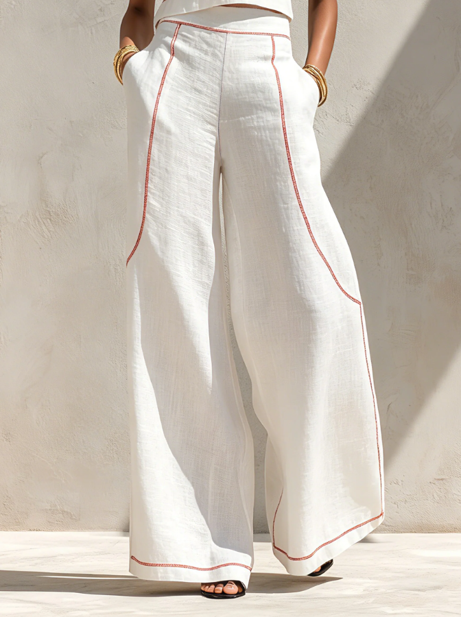Vittoria - Conjunto de Top sin Mangas y Pantalón de Pierna Ancha